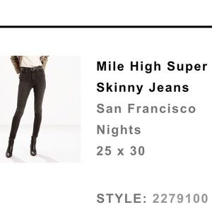 Levi’s Mile High Super Skinny in Nights Color